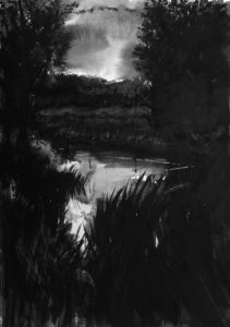 bend in the river ink, 37 x 50 cm grey
