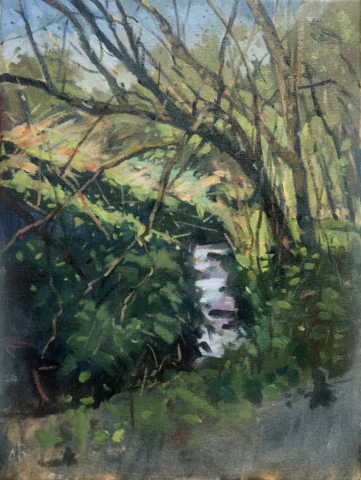 Stream by the cressbeds plein air painting