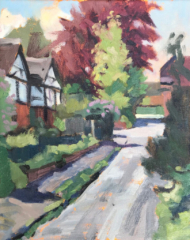 Church Hill Iwerne Minster oil 8x 10 plein air painting